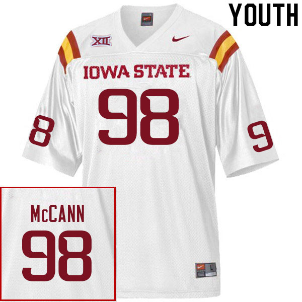 Youth #98 Trent McCann Iowa State Cyclones College Football Jerseys Sale-White